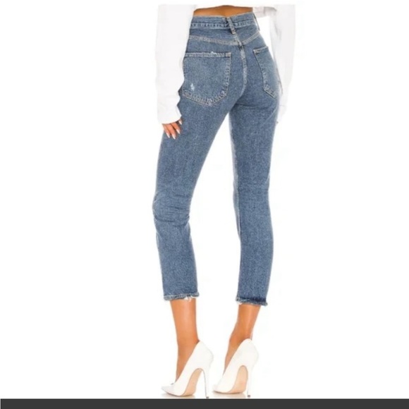 AGOLDE Riley High Waist Crop Straight Leg Jeans in Wash Frequency Size US 28 - Picture 3 of 5